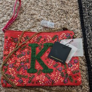 Embroidered Floral Clutch Bag